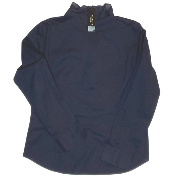 TALBOTS women's blouse navy ruffle long sleeve shirt button lightweight 12 NWT - Picture 8 of 8